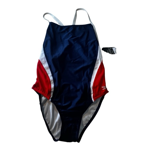 Speedo Blue and Red One Piece Swimsuit for Competitive Swimming. NWT - Picture 3 of 8